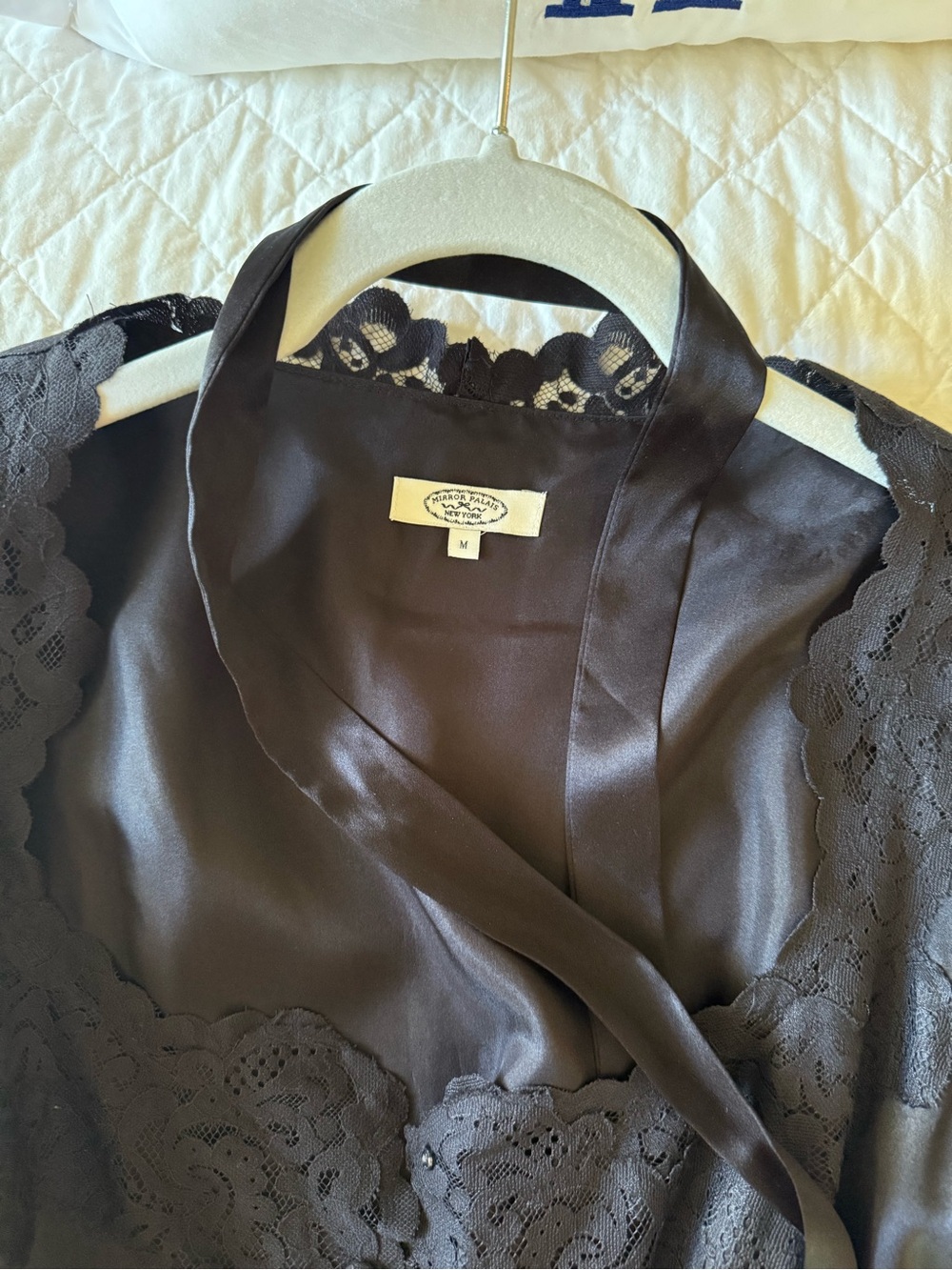 Mirror Palais Black Silk Lace-Trim Puff Sleeve Mini Dress - Picture 4 of 4